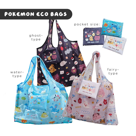 Pokemon Ghost, Fairy + Water Type Foldable Eco Bag