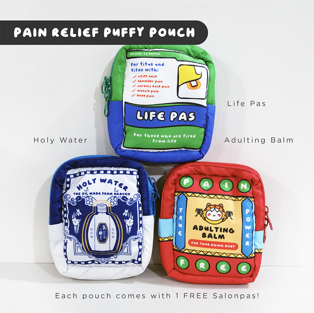 Pain Relief Puffy Pouch (Holy Water, Life Pas, Adulting Balm)