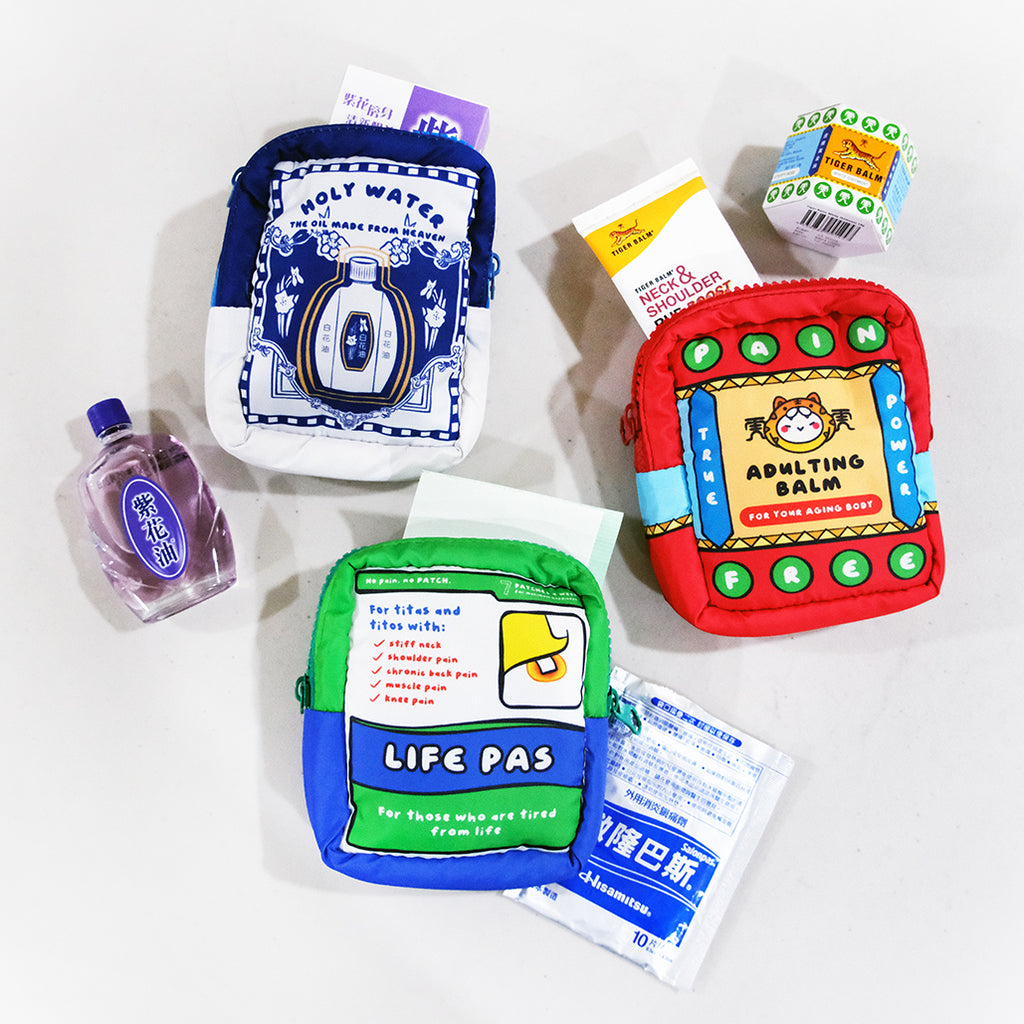 Pain Relief Puffy Pouch (Holy Water, Life Pas, Adulting Balm)