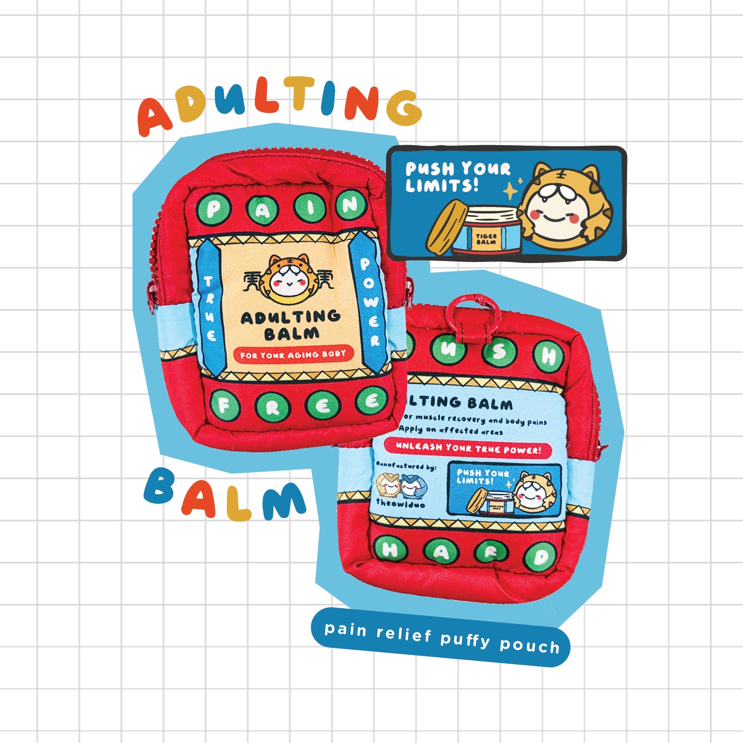 Pain Relief Puffy Pouch (Holy Water, Life Pas, Adulting Balm)