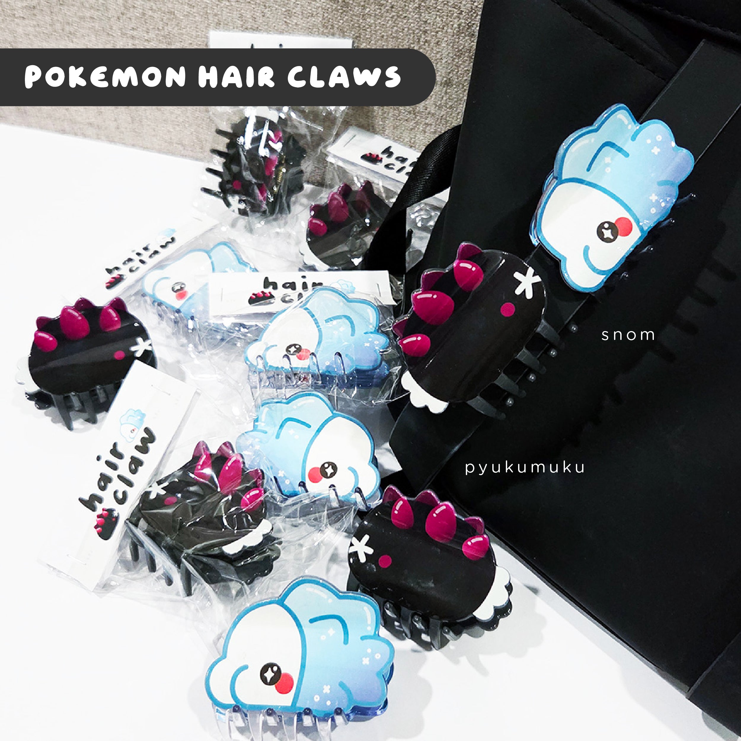 Pokemon Snom + Pyukumuku Hair Claw