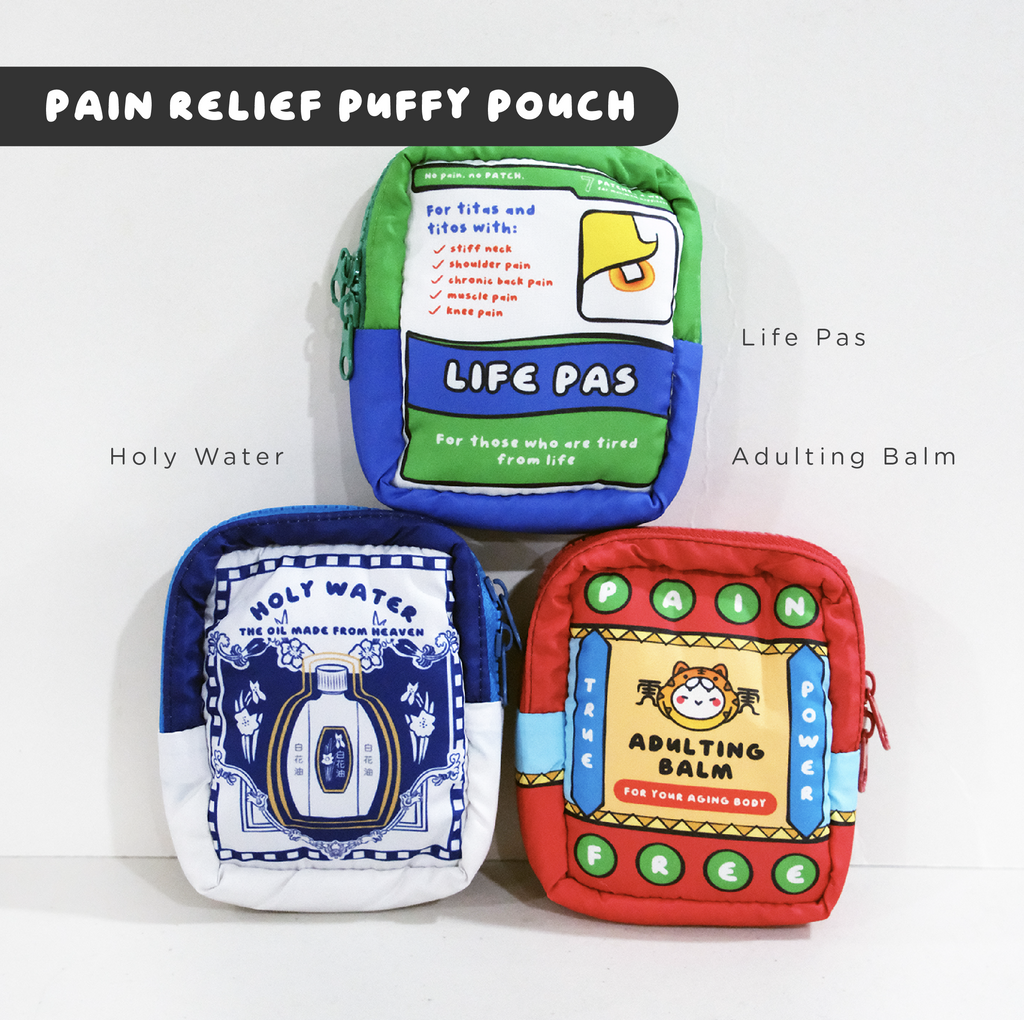 Pain Relief Puffy Pouch (Holy Water, Life Pas, Adulting Balm)