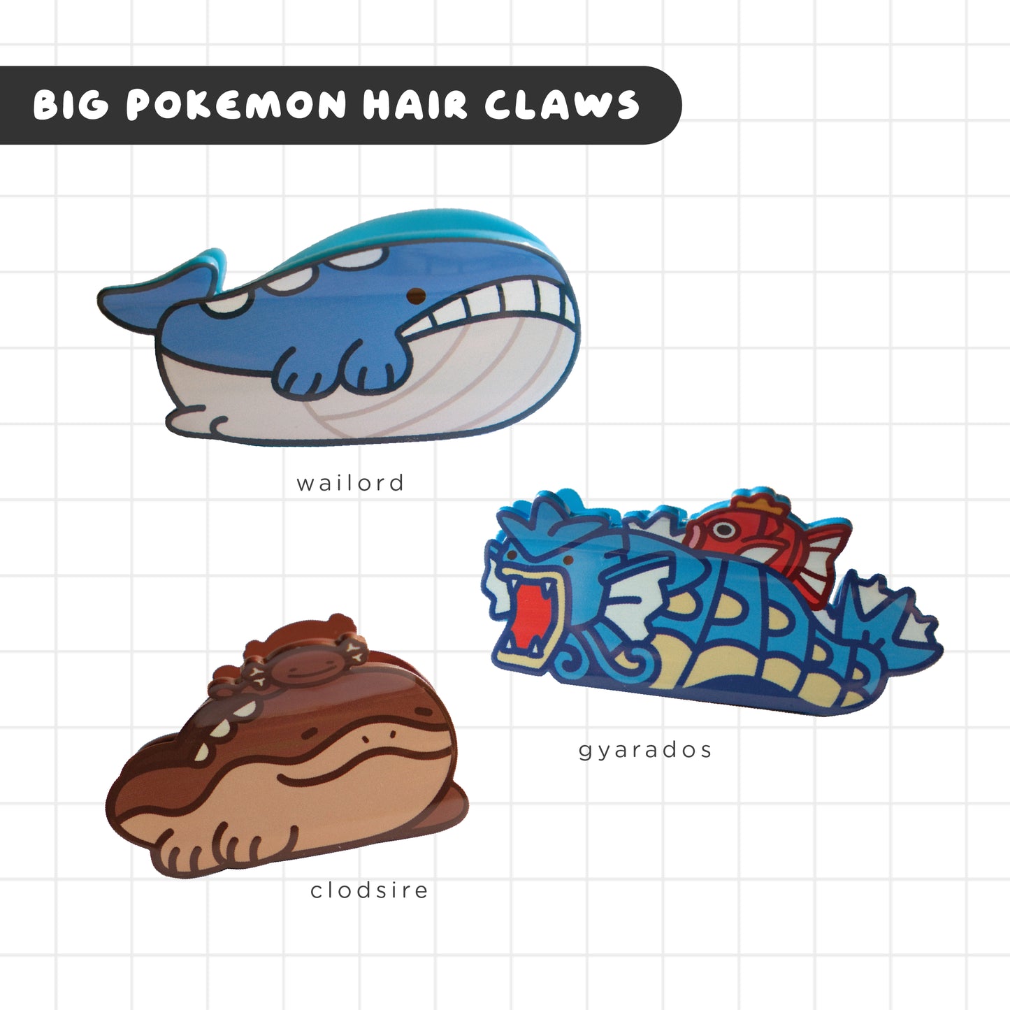 Pokemon Wailord, Gyarados + Clodsire Big Hair Claw