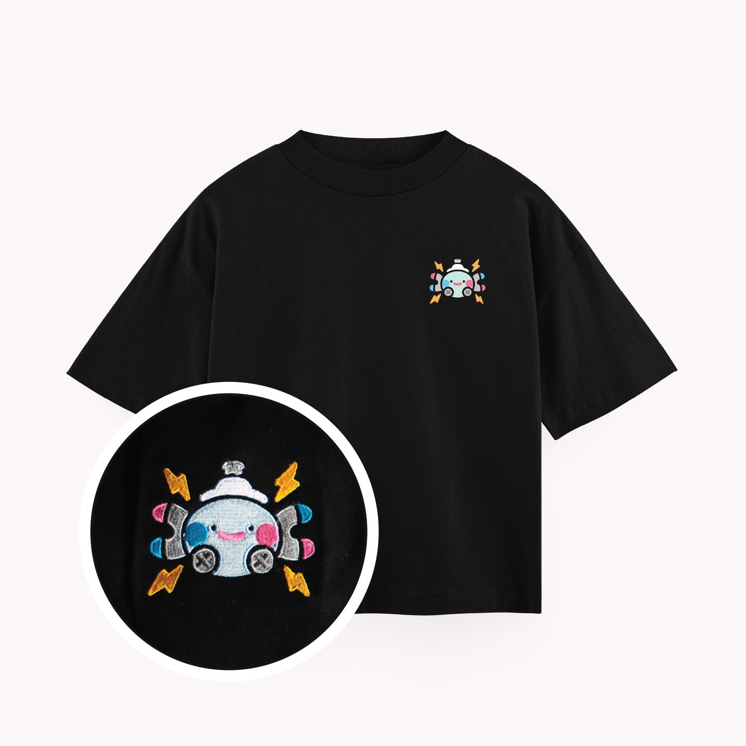 Magnemite Pokopia Embroidered Oversized Boxy Shirt
