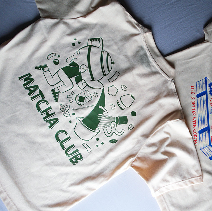 Matcha Club Oversized Boxy Cream Shirt