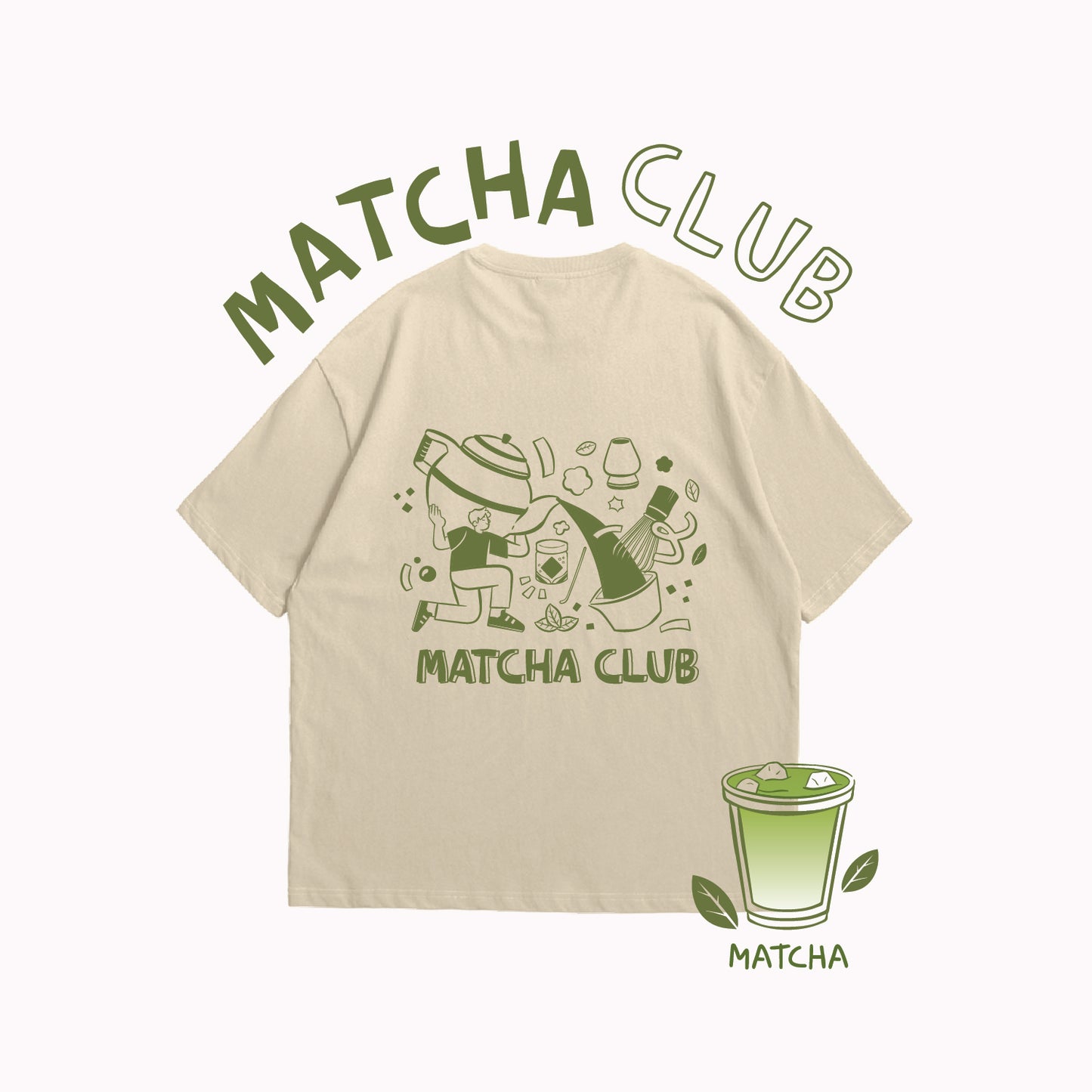 Matcha Club Oversized Boxy Cream Shirt