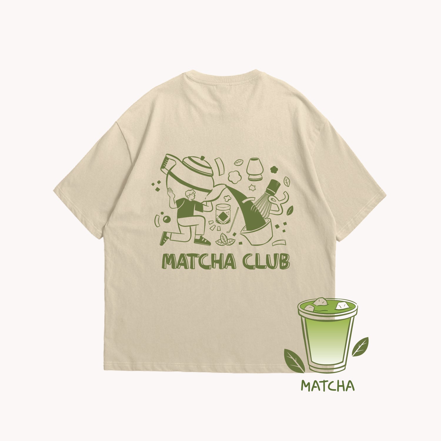 Matcha Club Oversized Boxy Cream Shirt