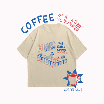 Coffee Club Oversized Boxy Cream Shirt