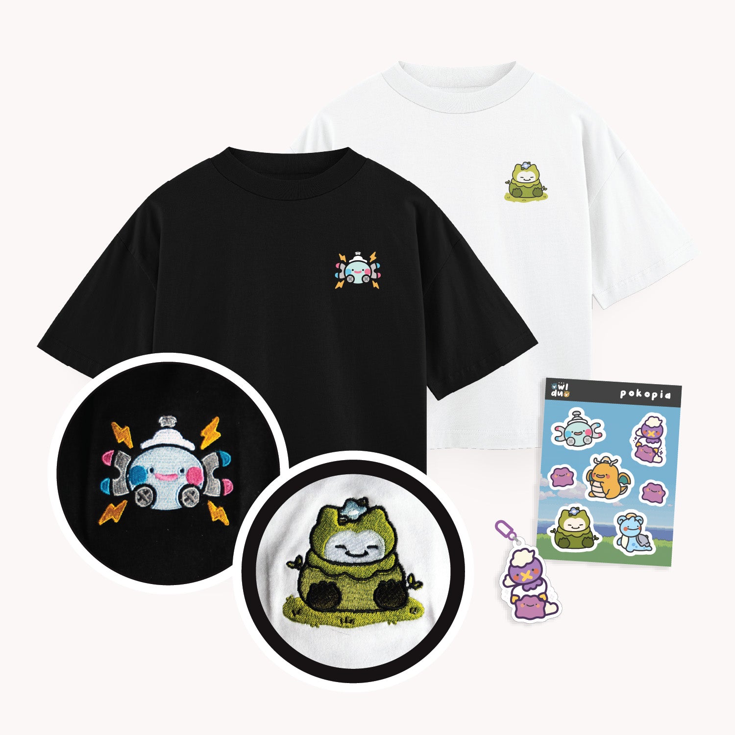 [Limited Time Offer] Pokopia Bundle (Embroidered Boxy Shirt, Keychain + Sticker Sheet)